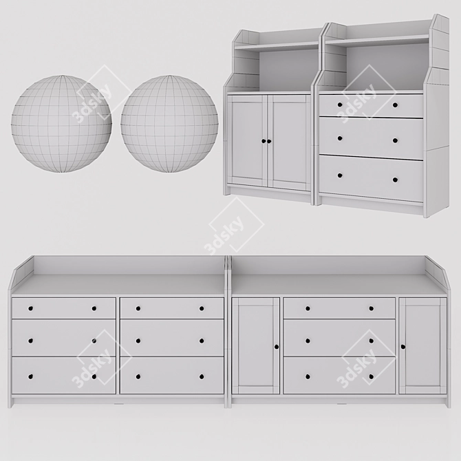 Hauga Dresser Set: Two-Tone Storage Combo 3D model image 7