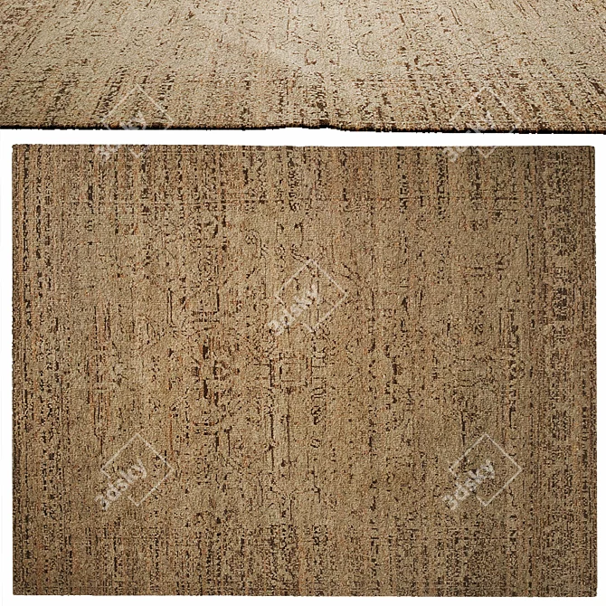 Exquisite Hand-Knotted Wool Rug 3D model image 1