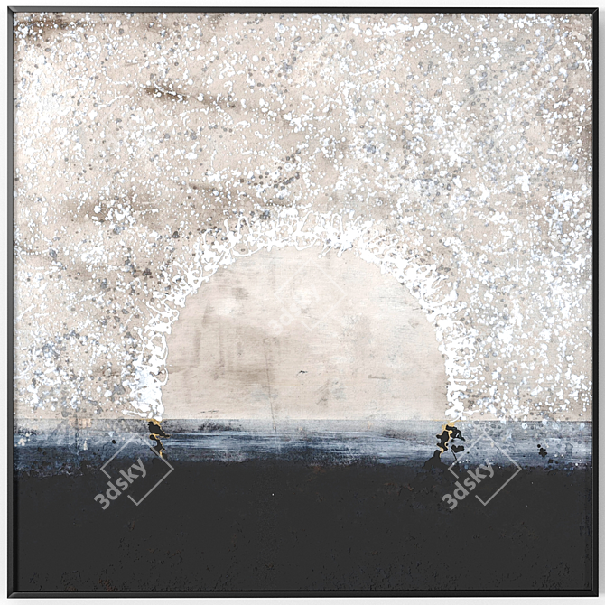 Modern White Framed Landscape Art 3D model image 1