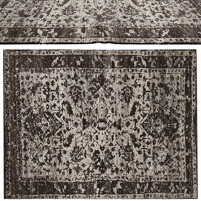 Exquisite Azhar Hand-Knotted Wool Rug 3D model image 1