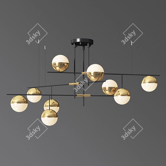 Sleek Brass LED Chandelier 3D model image 2