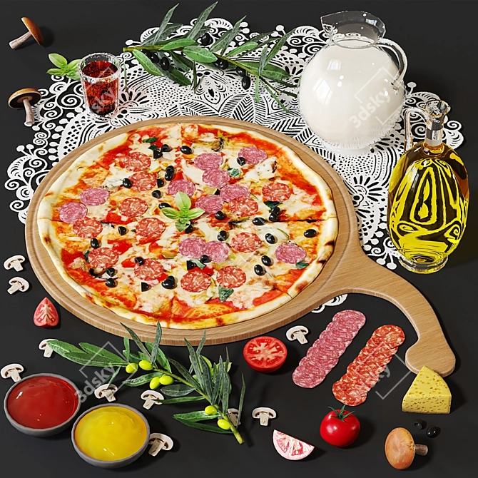 Title: Delicious Pizza Model for Unreal Engine 3D model image 1