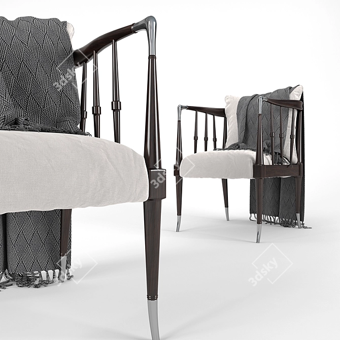 Sleek Black Caracole Chair 3D model image 4