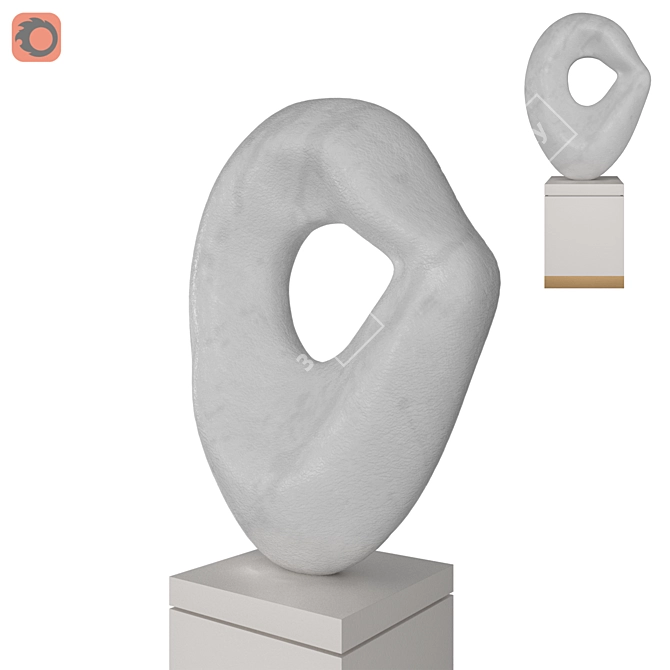 Elegant Abstract Sculpture by Reutimann 3D model image 1