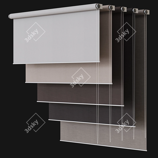 Customizable Roller Blinds - Adjust Sizes & Fabric Texture 3D model image 2