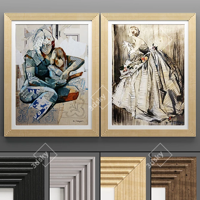 Elegant Contemporary Art Frames 3D model image 1