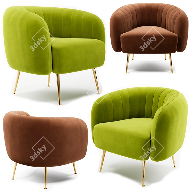 Elegant Modern Pompidou Armchair 3D model image 1