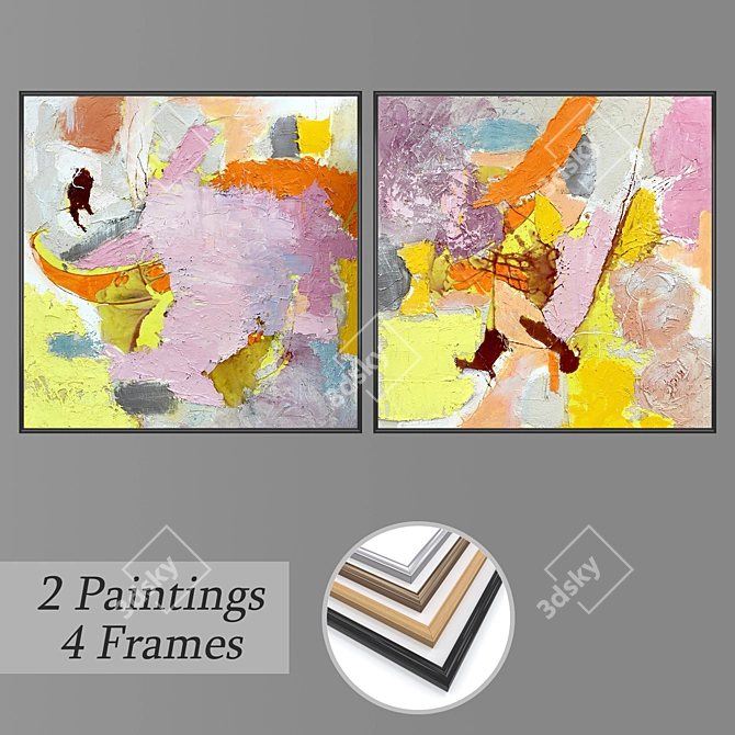 Abstract Wall Art Set 3D model image 1