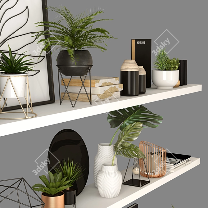 Title: Modern Floating Wall Shelves Set 3D model image 2