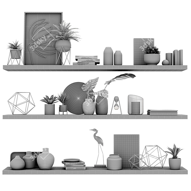 Title: Modern Floating Wall Shelves Set 3D model image 5