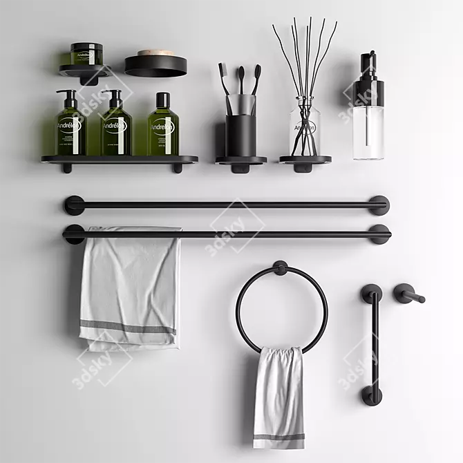 Sleek Bathroom Essentials Set 3D model image 3