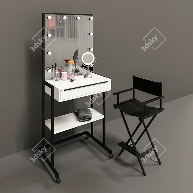 Custom Makeup Artist Table 3D model image 1