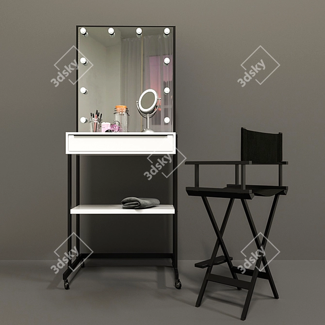 Custom Makeup Artist Table 3D model image 2
