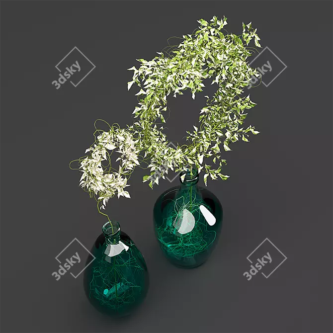 Lush Pothos Plant Set 3D model image 2