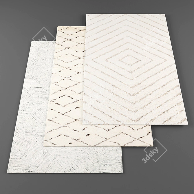 Versatile Rug Set: 5 High-quality Textured Rugs 3D model image 1