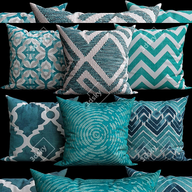 Elegant Texture Decorative Pillows 3D model image 1