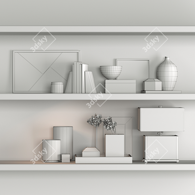 Elegant Shelf Decor Set 3D model image 3