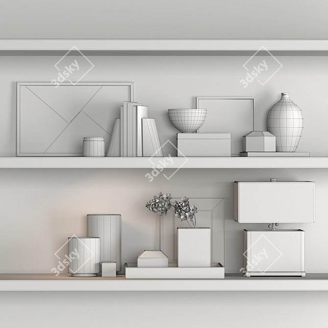 Elegant Shelf Decor Set 3D model image 4