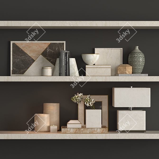 Elegant Shelf Decor Set 3D model image 5