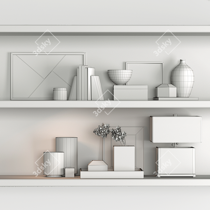 Elegant Shelf Decor Set 3D model image 7