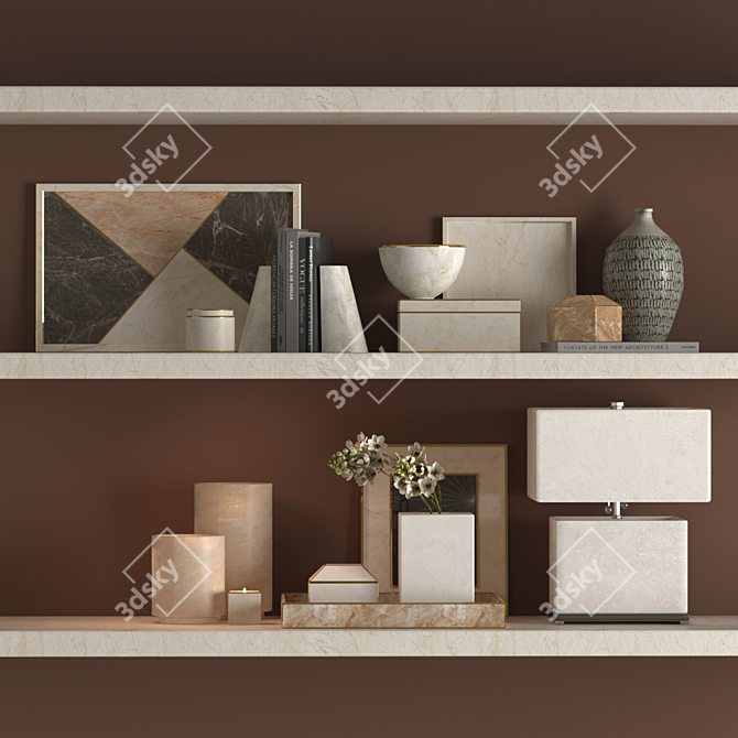 Elegant Shelf Decor Set 3D model image 8