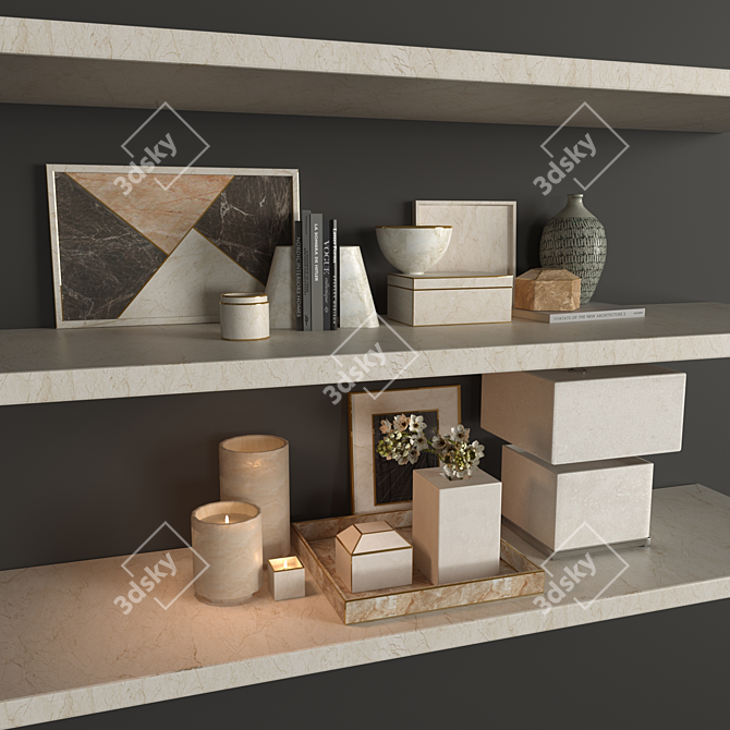 Elegant Shelf Decor Set 3D model image 9