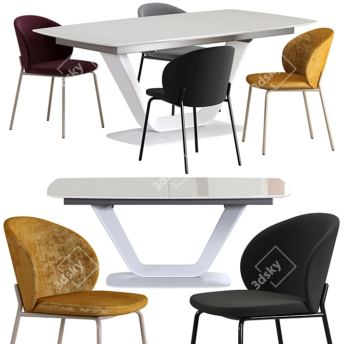 Elegant Boconcept Princeton Dining Set with Alicante Table 3D model image 1