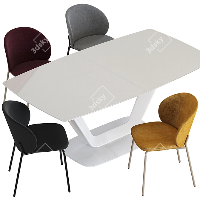 Elegant Boconcept Princeton Dining Set with Alicante Table 3D model image 2