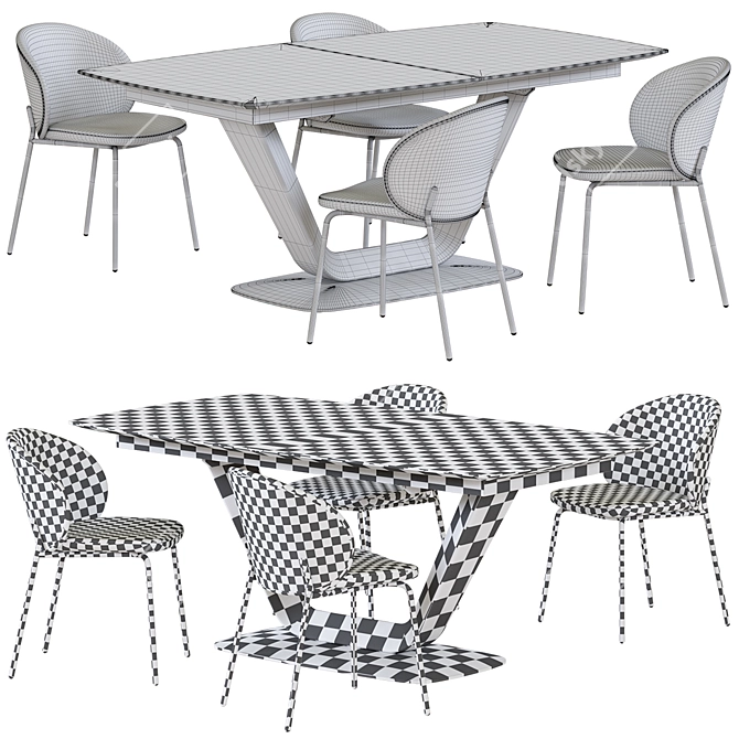 Elegant Boconcept Princeton Dining Set with Alicante Table 3D model image 5