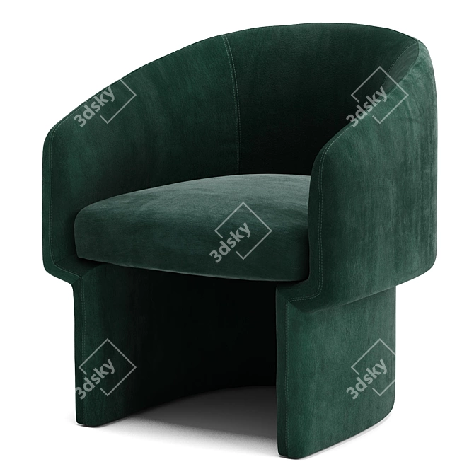 Plush Silver Orchid Velvet Chair 3D model image 3