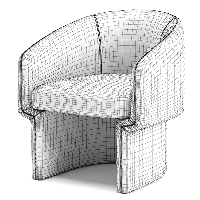 Plush Silver Orchid Velvet Chair 3D model image 5