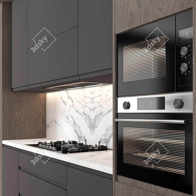 Modern Kitchen with Island 3D model image 2