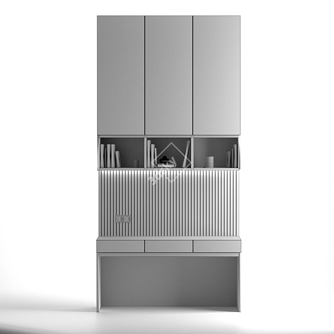 Versatile Workstation with Bookshelf and Cabinets 3D model image 2