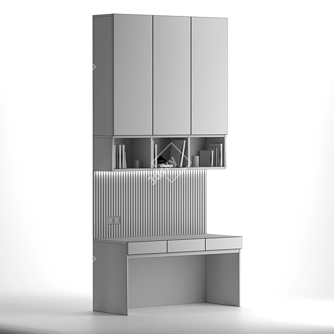 Versatile Workstation with Bookshelf and Cabinets 3D model image 3