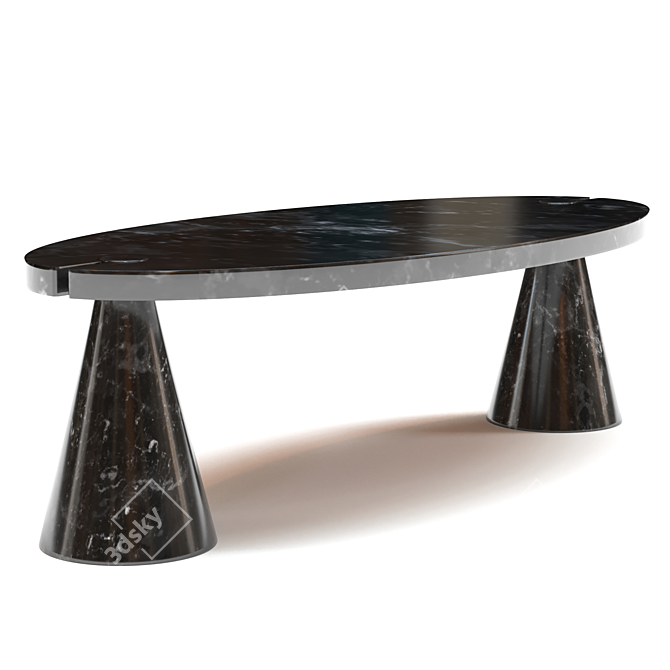 Angelo Mangiarotti Skipper Black Marble Coffee Table 3D model image 3