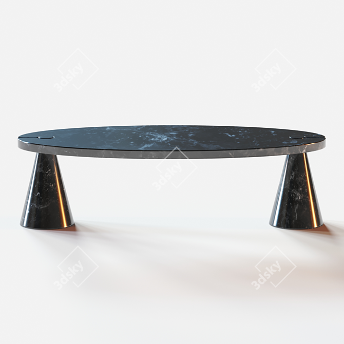 Angelo Mangiarotti Skipper Black Marble Coffee Table 3D model image 4