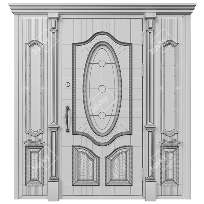 Title: Classic 3D Door - 1900mm H x 2100mm - 3D Max & Obj (MTL) 3D model image 5