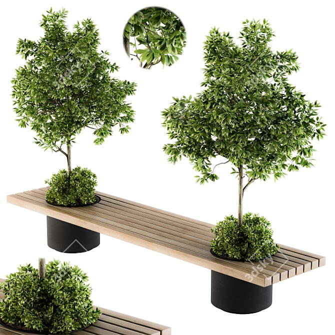 Urban Oasis Furniture: Bench with 10 Planters 3D model image 1