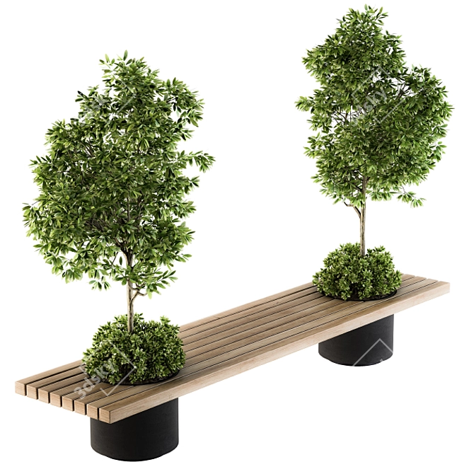 Urban Oasis Furniture: Bench with 10 Planters 3D model image 2