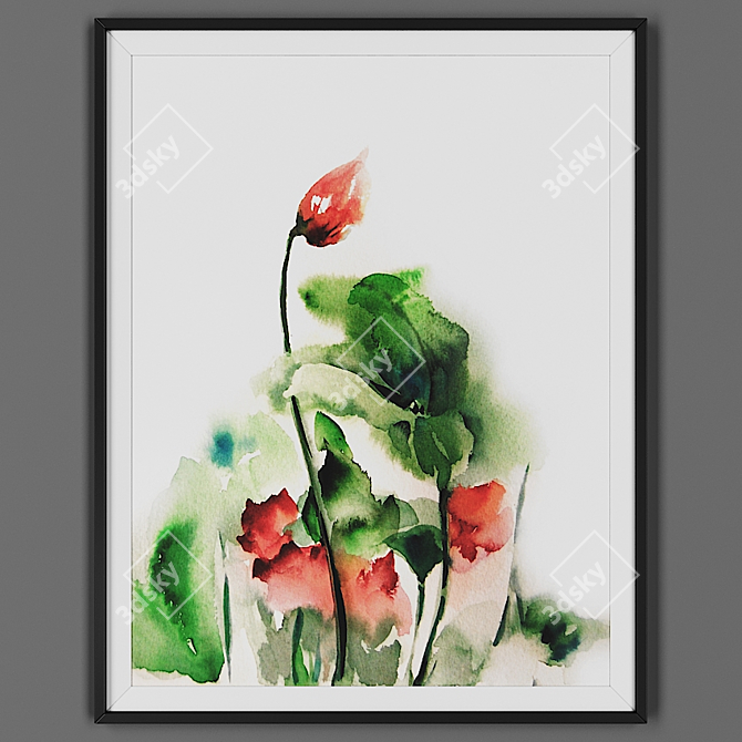 Sleek Black Picture Frame 3D model image 1