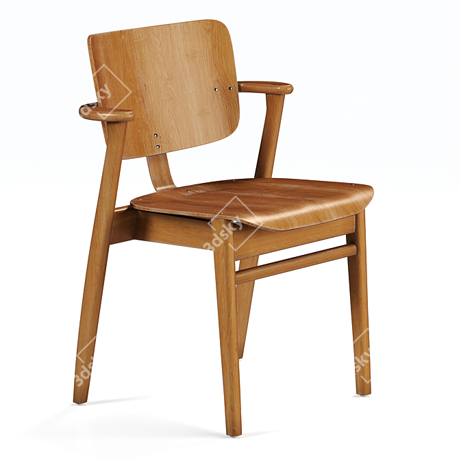 Scandinavian Domus Chair: Vintage Birch 3D model image 2