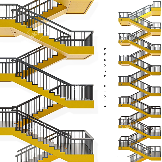 Sleek Escape-Stair: Modern and Functional 3D model image 1