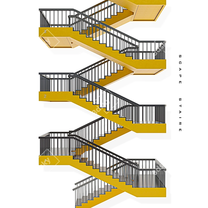 Sleek Escape-Stair: Modern and Functional 3D model image 2