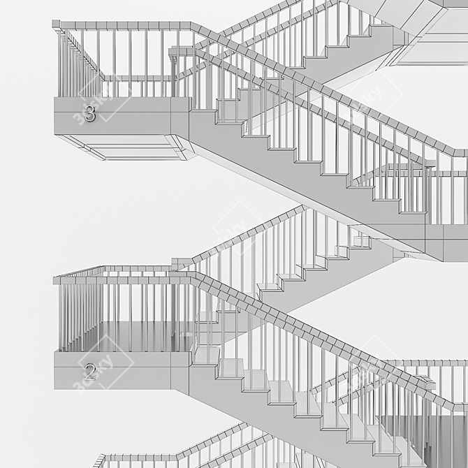 Sleek Escape-Stair: Modern and Functional 3D model image 3