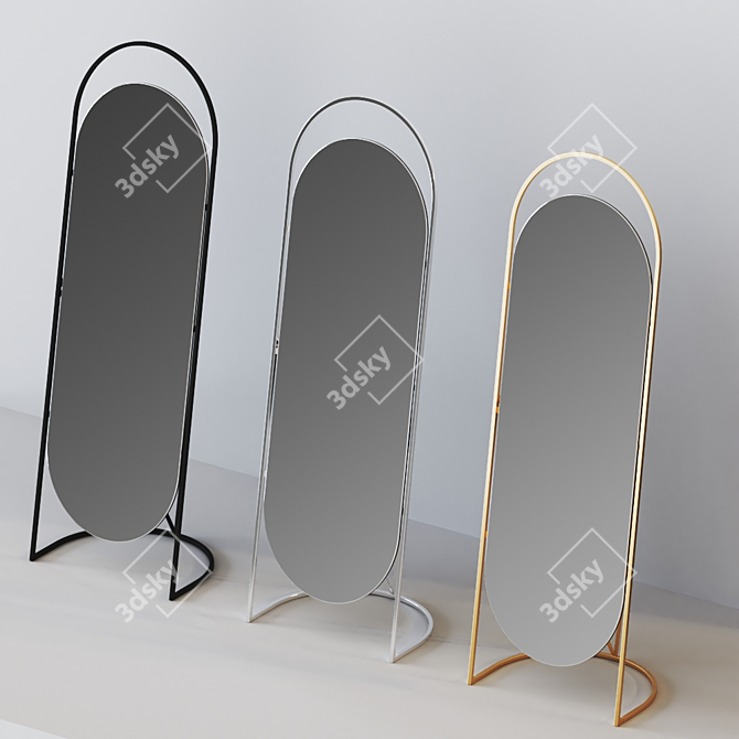 Elegant Brass-Framed Floor Mirror 3D model image 1