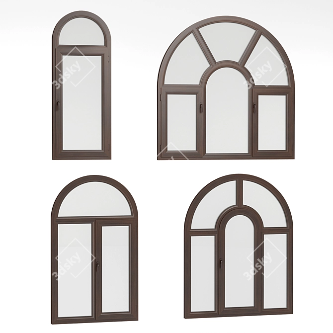 Elegant Arched Plastic Windows 3D model image 1