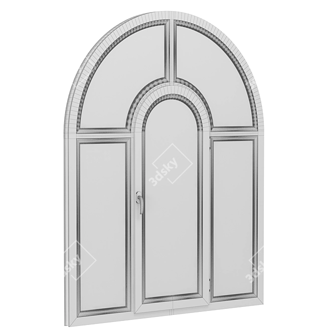 Elegant Arched Plastic Windows 3D model image 5