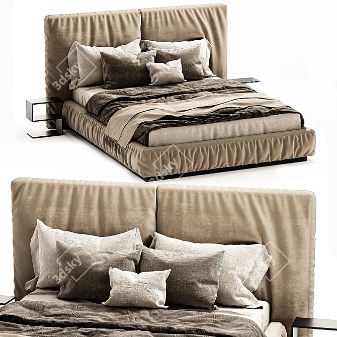 Contemporary Bed Design 3D model image 2