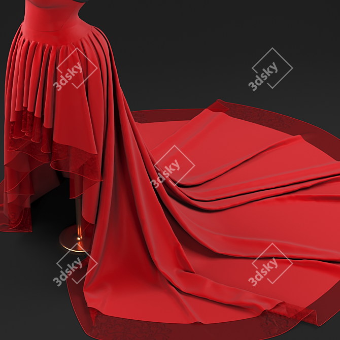 Crimson Elegance: Red Gown 3D model image 3