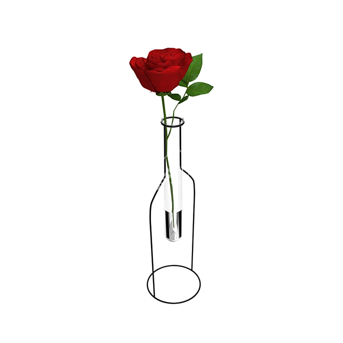 Elegant Rose Bottle Vase 3D model image 1